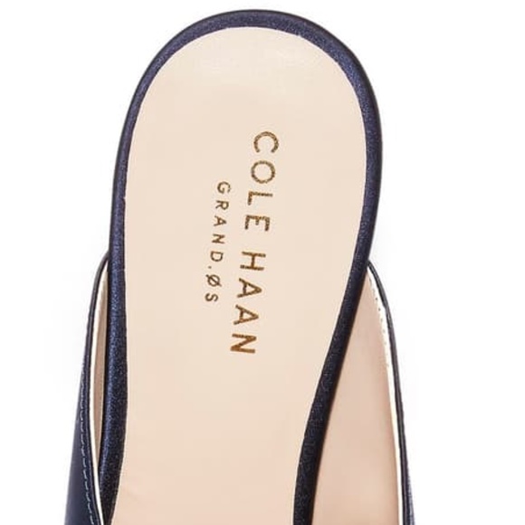 Cole Haan Ophelia Blue Satin Marine Heel Pump Mule - Picture 3 of 14